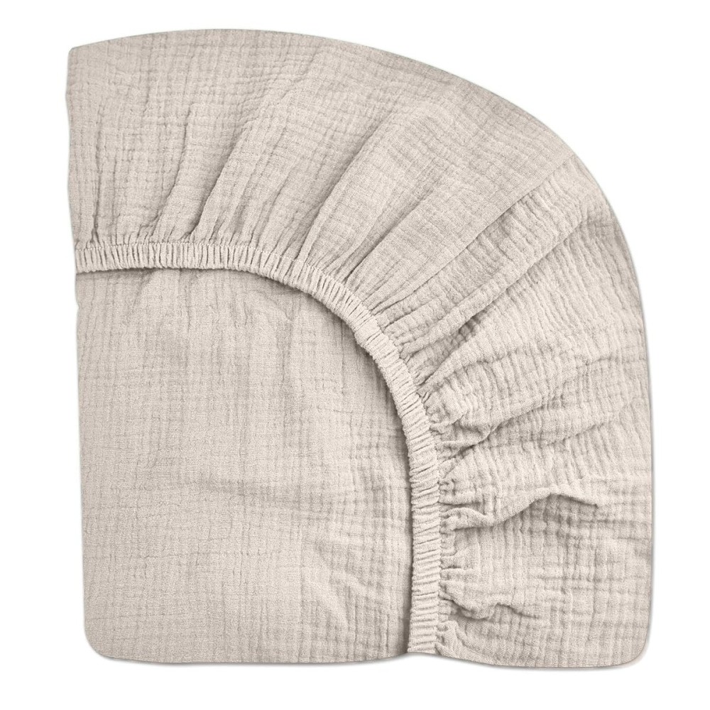 Pack and Play Sheets for Baby Boys and Girls 39x27x3, Neutral Muslin Cotton Pack N Play Mattresses Sheet with Boho Style, Soft and Breathable Comfort (Beige)