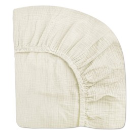 Pack and Play Sheets for Baby Boys and Girls 39x27x3, Neutral Muslin Cotton Pack N Play Mattresses Sheet with Boho Style, Soft and Breathable Comfort (Cream)