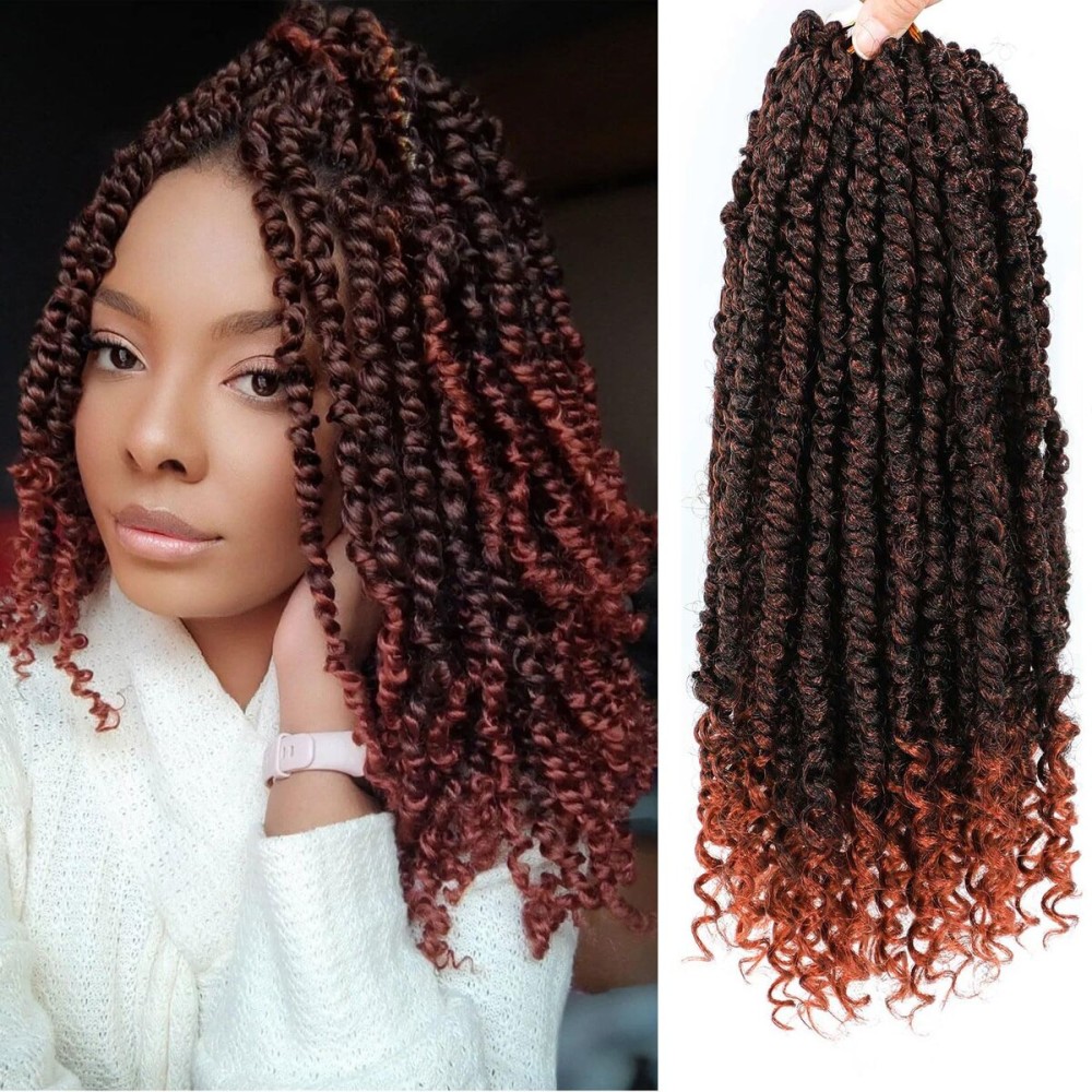 350 Passion Twist hair Pretwisted, 10 Inch 9 Packs Passion Twist Crochet Hair,Soft Pre Twisted and Looped Crochet Hair For Women, Short Curly Crochet Braids(10,T1B/350)