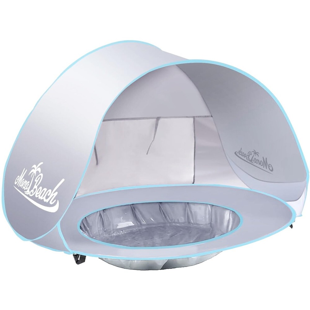 Monobeach Baby Beach Tent Pop Up Portable Shade Pool UPF50+ UV Protection Sun Shelter for Infant with Easy Set Up Canopy (Silver Beach Tent)