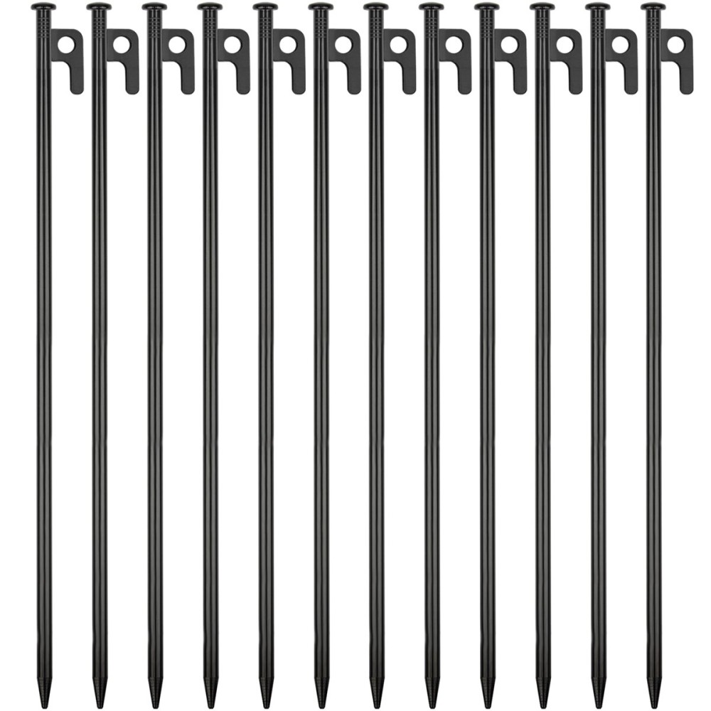 12 Pack Tent Stakes Heavy Duty Metal Tent Pegs for Camping Steel Tent Stakes 16 inch Unbreakable and Inflexible