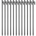 12 Pack Tent Stakes Heavy Duty Metal Tent Pegs for Camping Steel Tent Stakes 16 inch Unbreakable and Inflexible
