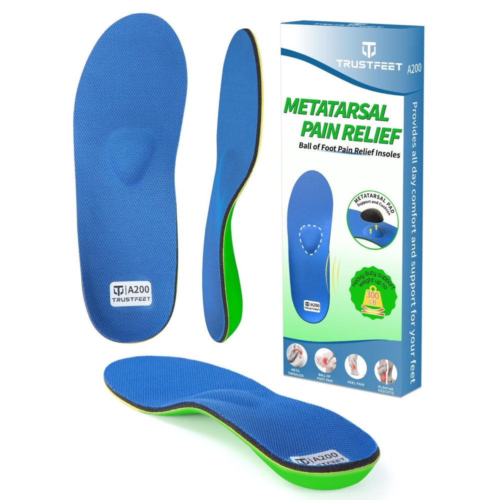 Trustfeet Heavy Duty Support Metatarsal Pain Relief Insoles for Metatarsalgia,Morton\'s Neuroma,Ball of Foot Pain Relief,Plantar Fasciitis,Arch Support Orthotics Shoe Inserts for Man Women-J