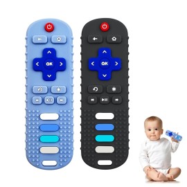 YAPROMO Baby Teething Toys, 2 Pcs TV Remote Teether for Babies, Food Grade Teething Remote, Silicine Chew Toy BPA Free
