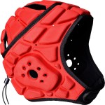 COOLOMG Soft Shell Flag Football Helmet 7v7 Rugby Helmet Scrum Cap Soccer Padded Headgear Adjustable Head Protector for Youth Kids Red