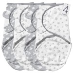 Biloban Baby Swaddles 0-3 Months for Boy & Girl, Cotton Swaddle Blanket, Newborn Essentials, Lovely Grey Print, 4 Pack