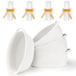 4 Pack Small Woven Basket with Handles, All 12x 8x 5, Cotton Rope Room Shelf Storage Basket, Cat Toys, Cute Baby Gift Basket with Gift Bags and Ribbons for Nursery, Empty Decorative Gift Chest Box