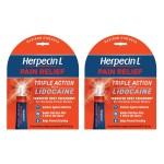 Herpecin-L Pain Relief Triple Action with Lidocaine Cold Sore and Fever Blister Treatment, 0.15 oz (2 Pack)