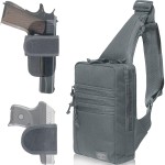 TECEUM Tactical Bag - Shoulder Chest Crossbody Sling Bag for Concealed Carry of Handgun - CCW Compact Pack Gray