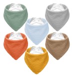 NISXABEBE Muslin Baby Bibs,Soft Triangular Baby Bandana Drool Bibs for Baby Boy Girl,Solid Colors Bib for Drooling Teething 6 Pack(Unisex)