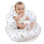 EKEPE Inflatable Baby Seat for Babies 3 Months & Up, Infant Floor Seats for Sitting Up, Baby Seats for Infants, Blow Up Baby Chair with Built in Air Pump - Olive Flower