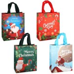Aviski 4PCS Christmas Gift Bags, Multifunctional Treat Non woven Christmas Bags with Handles for Gifts Wrapping Shopping, Xmas Party Supplies