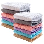 SWEET DOLPHIN 12 Pack Baby Muslin Washcloths - Soft Face Cloths for Newborn, Absorbent Bath Wash Cloths, Wipes, Burp Rag - Toddlers Essentials Stuff, Baby Registry as Shower -10x10, Multicolor