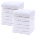 SWEET DOLPHIN 12 Pack Baby Muslin Washcloths - Soft Face Cloths for Newborn, Absorbent Bath Wash Cloths, Wipes, Burp Rag - Toddlers Essentials Stuff, Baby Registry as Shower -10x10, White