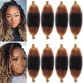 Marley Twist Braiding Hair 14 inch Pre-Separated Braiding Hair Springy Afro Twist Hair 8 Packs for Distressed Faux Locs Spring Twist Hair Extensions for Women (1B3027, 14 Inch (Pack of 8))