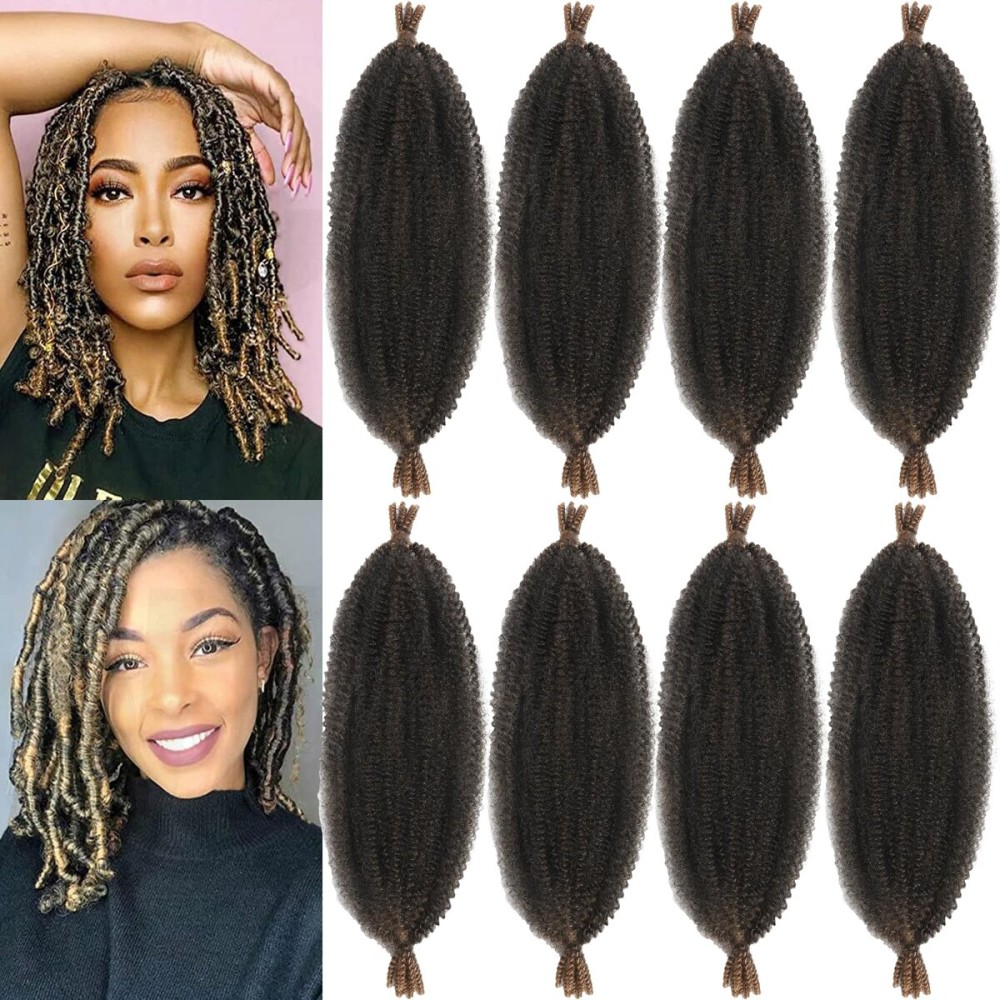 Springy Afro Twist Hair 14 inch Pre-Separated Braiding Hair 8 Packs Marley Twist Braiding Hair for Distressed Faux Locs 8 Packs Spring Twist Hair Extensions for Women (1B/27, 14 Inch (Pack of 8))