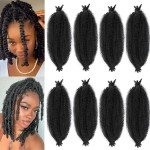 8 Packs Springy Afro Twist Hair 14 inch Pre-Separated Braiding Hair Marley Twist Braiding Hair for Distressed Faux Locs Spring Twist Hair Extensions for Women (1B, 14 Inch (Pack of 8))