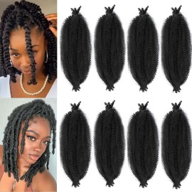 8 Packs Springy Afro Twist Hair 14 inch Pre-Separated Braiding Hair Marley Twist Braiding Hair for Distressed Faux Locs Spring Twist Hair Extensions for Women (1B, 14 Inch (Pack of 8))