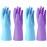 Alimat PluS 4PCS Reusable Cleaning Gloves Latex Free, Dishwashing Gloves with Cotton Flock Liner and Embossed Palm, Waterproof Household Rubber Gloves for Laundry, Gardening(Medium, Blue+Purple)