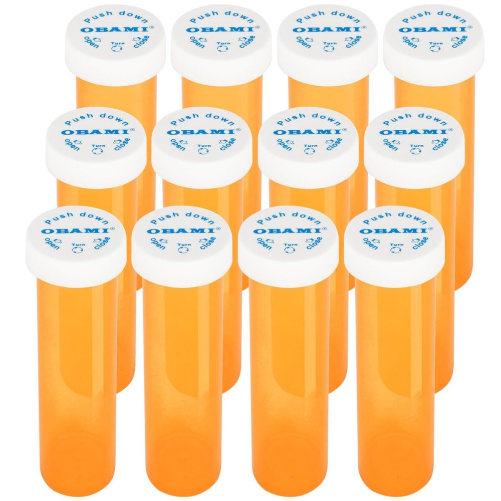 Plastic Medicine Pill Bottles with Child Resistant Caps - Push Down and Turn - Prescription Vial, Medicine Container, Pill Cases Dispenser Organizers (12pcs, 60 Dram)