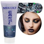 MEICOLY Black Glitter, Professional Body Paint, Mermaid Sequins Eye Glitter for Halloween Cosplay SFX Makeup, Chunky Face Gel for Women and Kids, 50ml