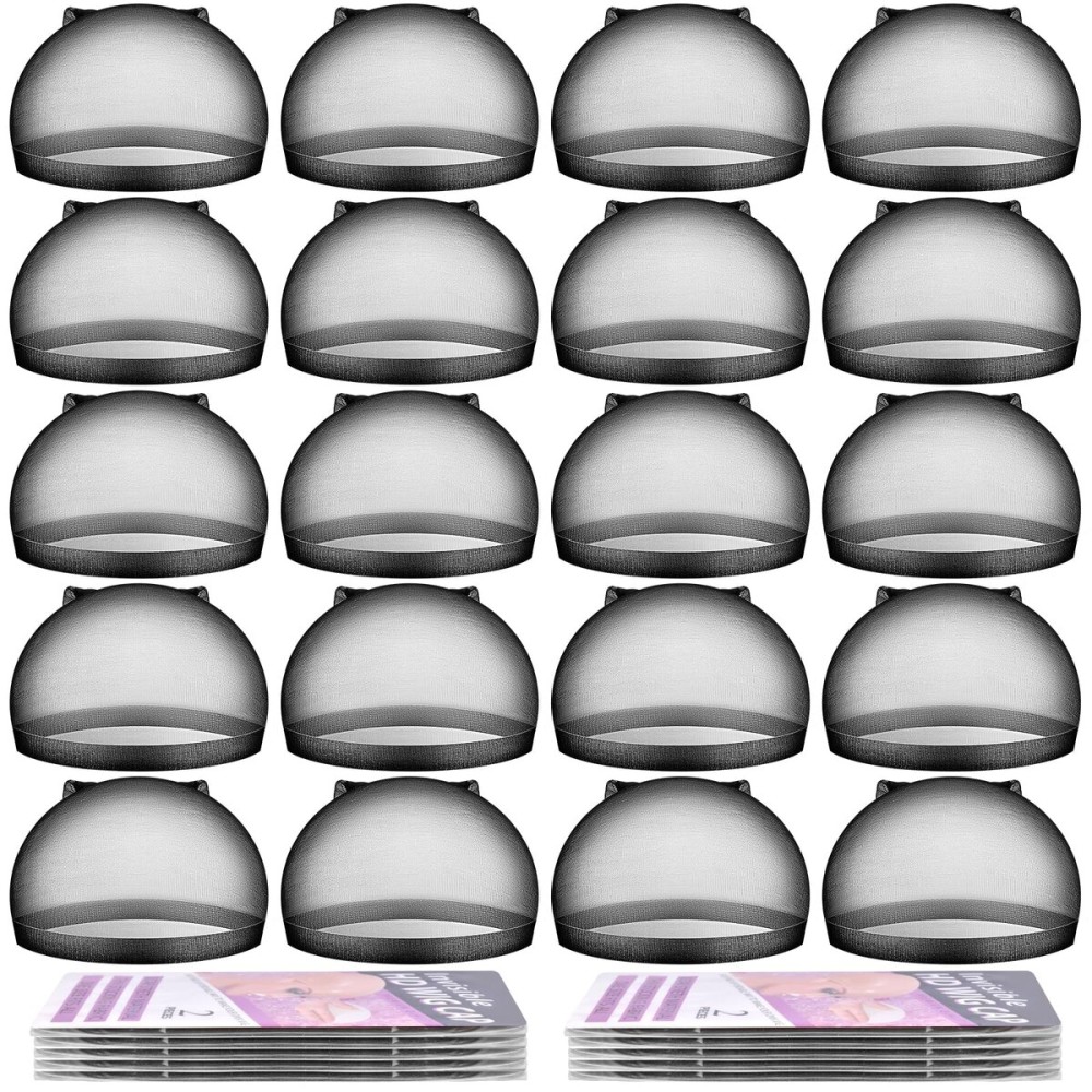 MORGLES 20 Pcs HD Black Wig Cap for Men Women, Stretchy Nylon Wig Caps for Lace Front