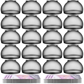 MORGLES 20 Pcs HD Black Wig Cap for Men Women, Stretchy Nylon Wig Caps for Lace Front
