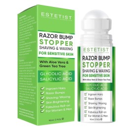ESTETIST Razor Bump Solution Roll-On for Sensitive Skin, Ingrown Hair & Razor Burn Care Serum with Aloe Vera & Tea Tree, Soothing After Shave Skin Care for Bikini Area, Face, Neck & Legs