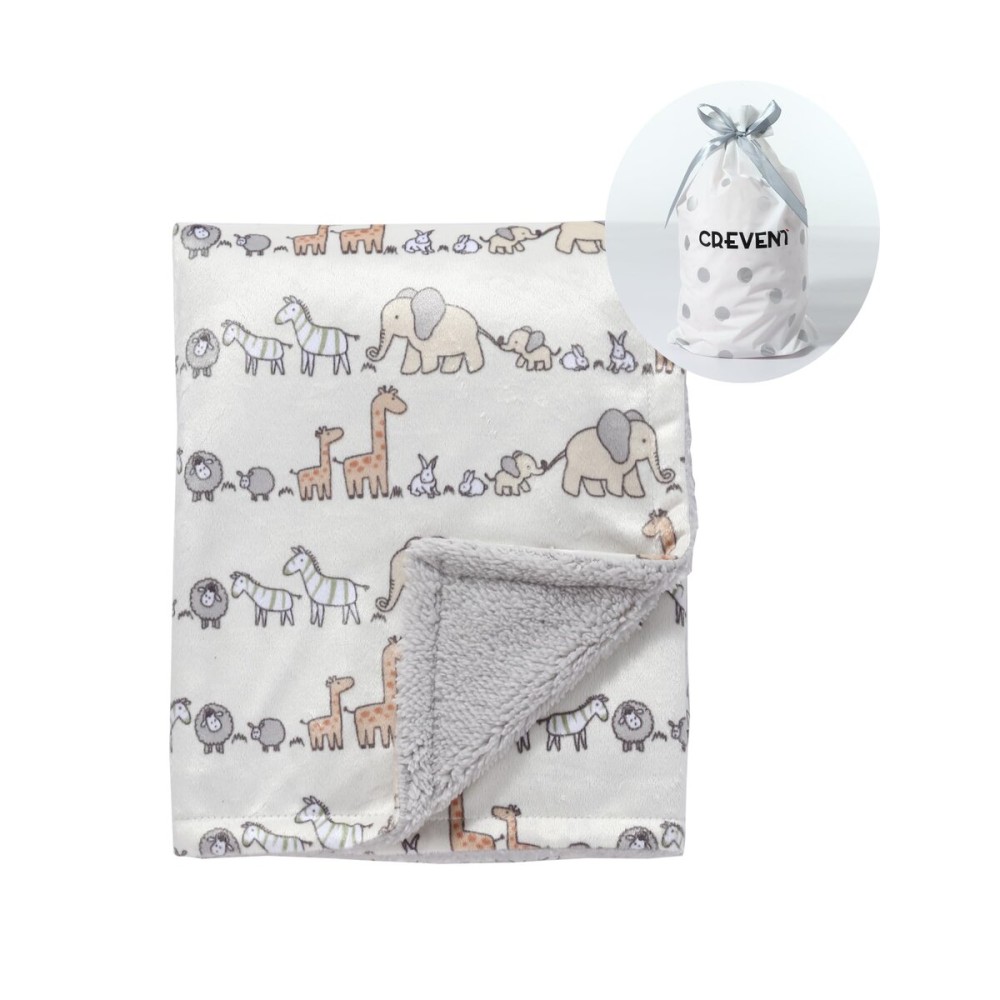 CREVENT Minky Baby Blanket for Girls Boys, Soft Plush Receiving Blanket for Newborns - 30x40 Inches (Animal)
