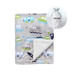 CREVENT Minky Baby Blanket for Girls Boys, Soft Plush Receiving Blanket for Newborns - 30x40 Inches (Vehicle)