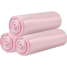 3 Rolls Small Trash Bags - 60 Counts Durable 4 Gallon Small Garbage Bags for home office kitchen Bathroom Bedroom Trash Can linersPink