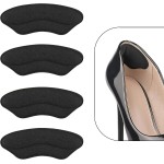 Heel Grips Liner Cushions Inserts for Loose Shoes, Heel Pads Snugs for Shoe Too Big Men Women, Filler Improved Shoe Fit and Comfort, Stop Heel Slip and Blister (4 Pairs) (H Black)