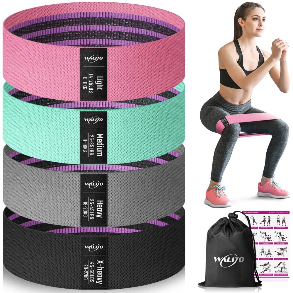WALITO Resistance Bands for Working Out, Fabric Exercise Bands for Legs and Butt, Workout Bands for Women and Men, Booty Band for Yoga Starter Set, Pilates, Rehab, Fitness and Home Workout