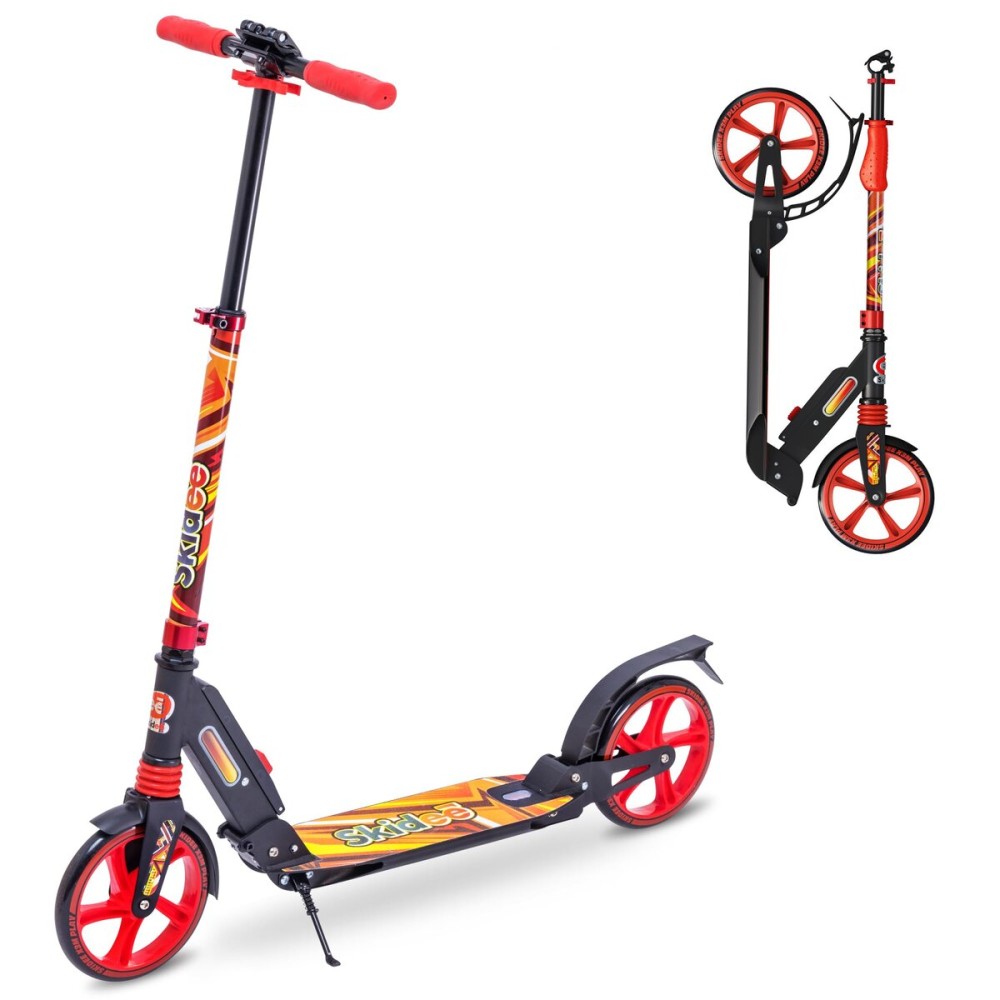 Skidee Kick Scooter for Kids Ages 6-12 - Large Sturdy Wheels, Anti-Shock Suspension with Adjustable Handlebar Up to 41 High - Foldable, Lighweight Scooters for Kids, Teens & Adult, Max Load 220 Lbs