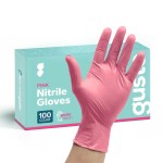 GUSTO Pink Nitrile Disposable Gloves - Latex & Rubber Free, Non-Sterile Powder Free Gloves (Formerly Comfy Package) (Small)
