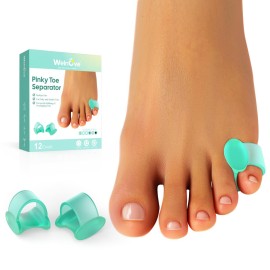 Welnove Gel Toe Separator - 12 Pack Pinky Toe Spacers - FSA/HSA Eligible Little Toe Cushions, Small Toe Sleeves for Preventing Rubbing & Reducing Pressure (Green)