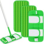 Reusable Mop Pads Compatible with Swiffer Sweeper Mops: Papclean Microfiber Wet Pads Refill Dry Sweeping Cloths Washable Dust Floor Cleaner for Wood Floor Cleaning - 3 Pcs Green