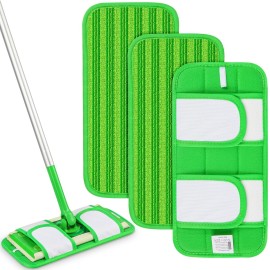 Reusable Mop Pads Compatible with Swiffer Sweeper Mops: Papclean Microfiber Wet Pads Refill Dry Sweeping Cloths Washable Dust Floor Cleaner for Wood Floor Cleaning - 3 Pcs Green