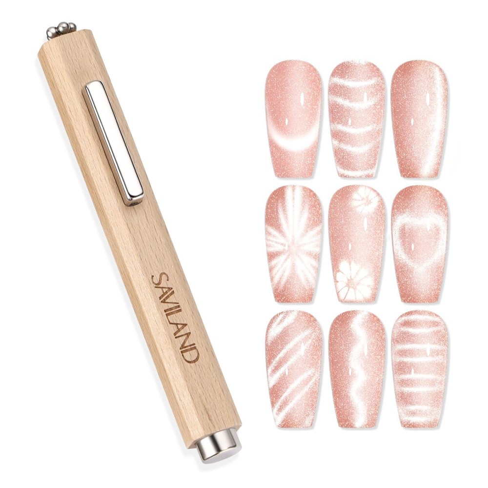 SAVILAND Cat Eye Magnetic for Nail: 3-in-1 Cat Eye Gel Nail Polish N35 Neodymium Strong Suction Magnet Wand Stick Diverse Effect Double Ended Manicure Salon Design Art Tools Set Accessories