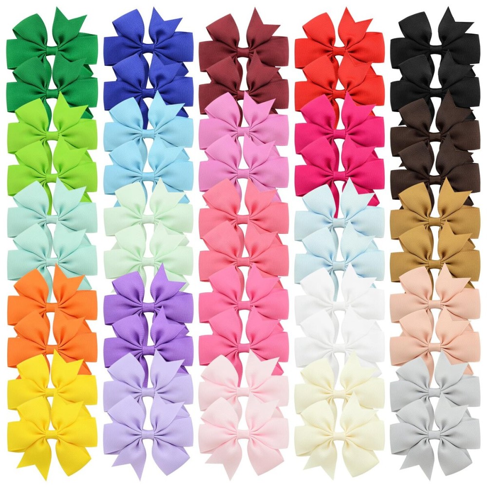 50Pcs Hair Bows for Girls Grosgrain Ribbon Pinwheel Hair Clips Toddler Hair Accessories with Alligator Clip Bow for Baby Grils Toddler Teens(3 Inch)