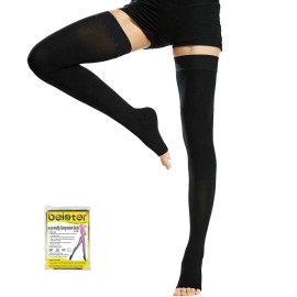 Beister Medical Thigh High Compression Stockings with Silicone Band for Women & Men, 20-30 mmHg Open Toe Graduated Support Socks, Compression Hoses for Varicose Veins, Edema, Flight, DVT, Leg Pain