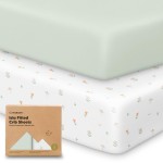 KeaBabies 2-Pack Baby Crib Sheets for Boys, Girls - 52x28 Viscose Derived from Bamboo Toddler Bed Sheets Neutral, Fitted Crib Mattress Cover for Standard Baby Bedding, Soft & Cozy (Wildflowers)