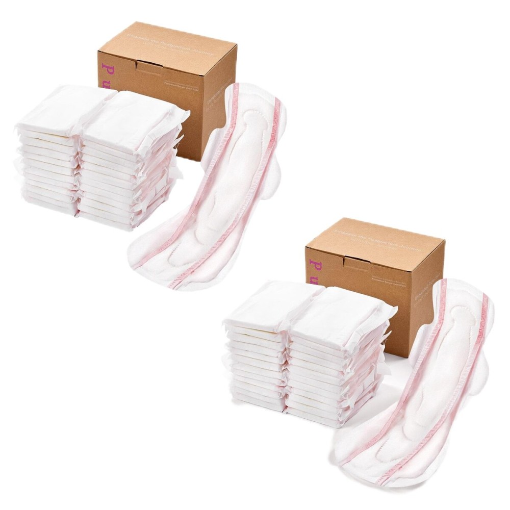PurComfy Premium Postpartum Pads with Wings, Large Maximum Absorbency Postpartum Maternity Pads Ultra Soft Heavy Flow Secure Leak Protection After Birth, 48 Ct