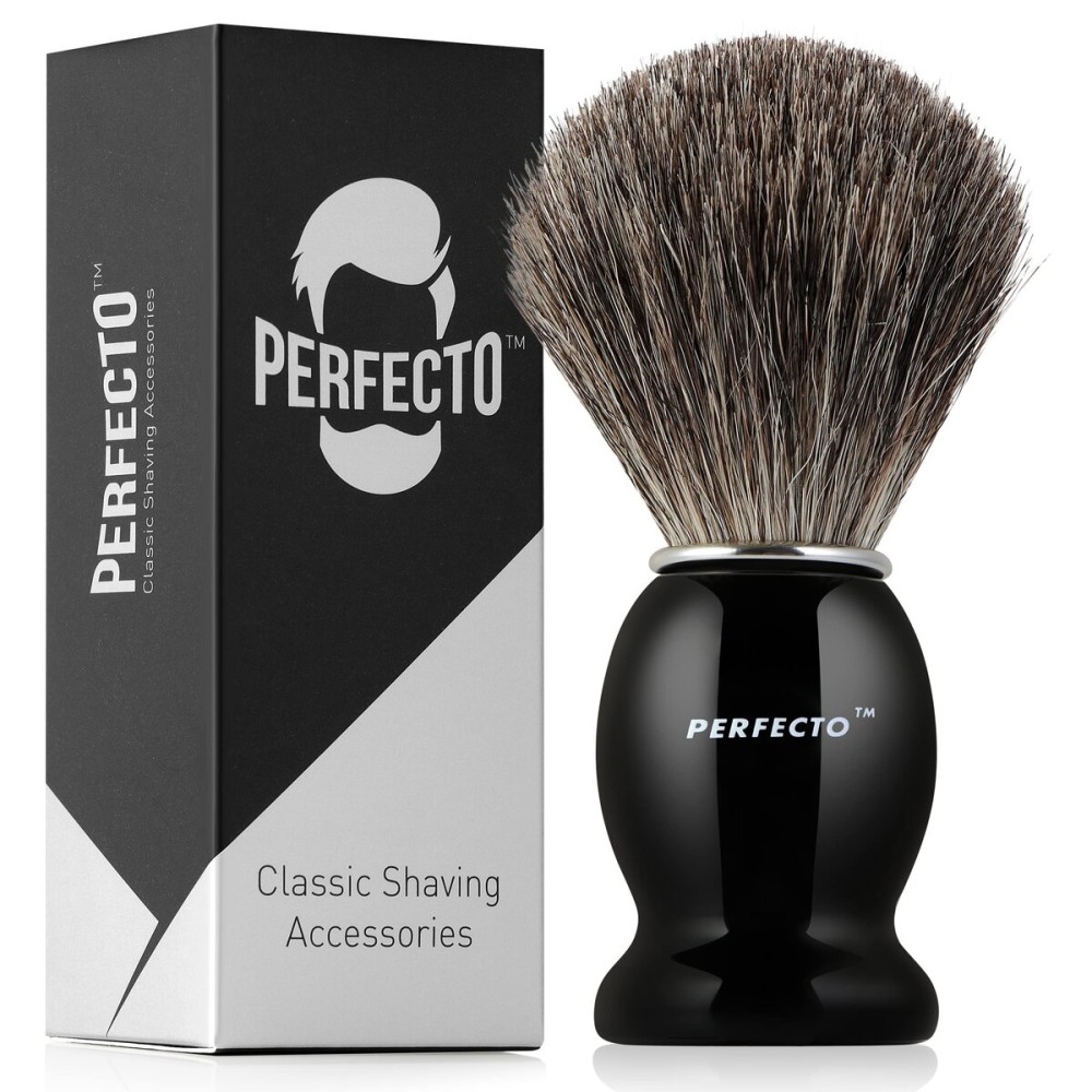 Perfecto Synthetic Bristles Shaving Brush For Men, Engineered for The Best Shave of Your Life. Shave Brush for Wet Shave for Safety Razor - Barbers Accessories, Gift For Him