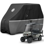 LI LIBZAKI 2 Passenger Golf Cart Cover Fits EZGO, Club Car, Yamaha, 420D Waterproof Windproof Sunproof Outdoor All-Weather Full Cover -Black/Gray-M