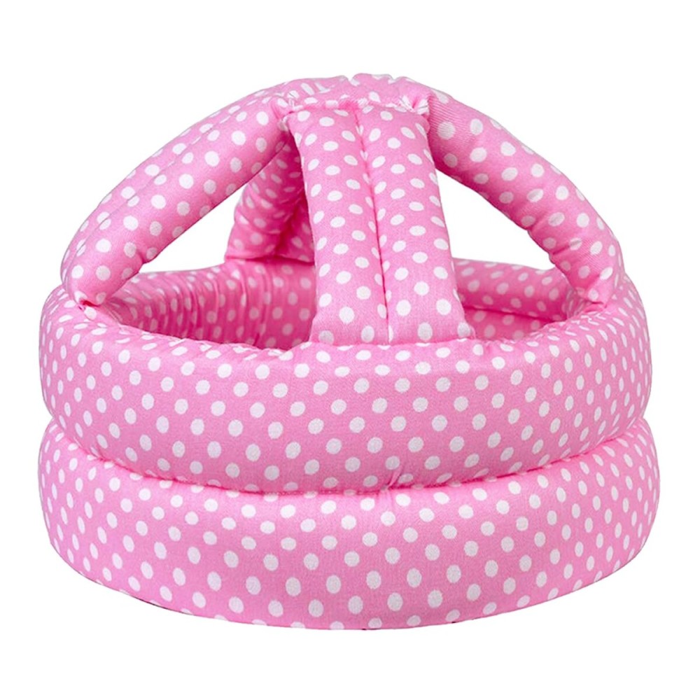 Baby Safety Helmet, Infant Baby Head Protector Head Cushion Bumper Bonnet, Soft Headguard for Toddler Learning to Walk, Pink Dot Style