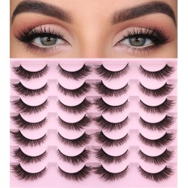 False Lashes Natural Look Faux Mink Eyelashes Wispy Fox Eye Lashes That Look Like Extensions 3D Mink Lashes Natural Strip Lashes Pack by Kiromiro 14 Pairs