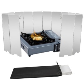 Stove Windscreen, 16 Plates Aluminum Stove Windshield with Drawstring Bag, for Camping, Butane Stoves