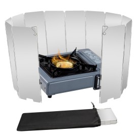 Stove Windscreen, 12 Plates Aluminum Stove Windshield with Drawstring Bag, for Camping, Butane Stoves