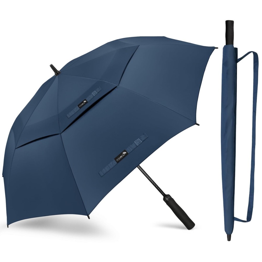 ZOMAKE Golf Umbrella Windproof, Extra Large Oversized Heavy Duty Double Canopy for Rain, Sports Games & Push Cart(72inch,Navy Blue)